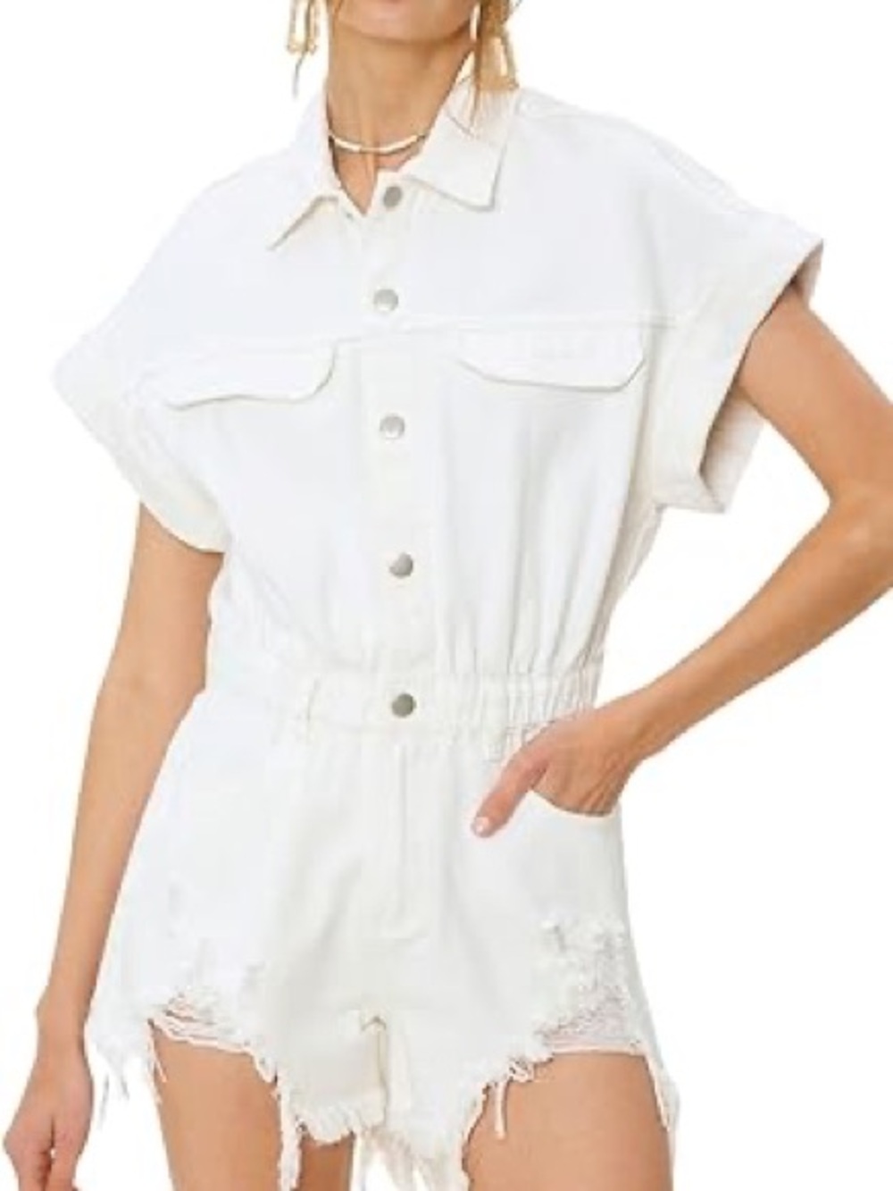 White denim romper Medium